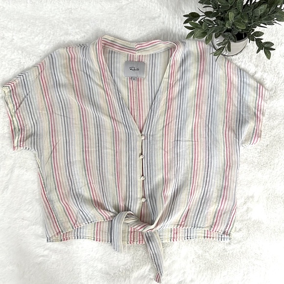 Rails Tops - Rails Striped Button Top